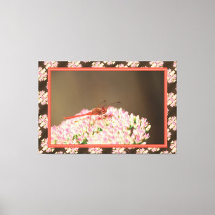 Red Coral Dragonfly Art Decor