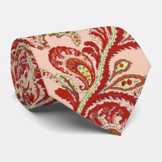 Red Coral Lime Paisley Wedding Tie