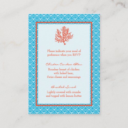 Red Coral Menu Selection Card Business Card Template