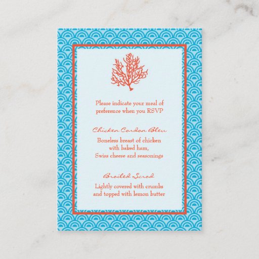 Customizable Red Coral Menu Selection Card Business Card Template