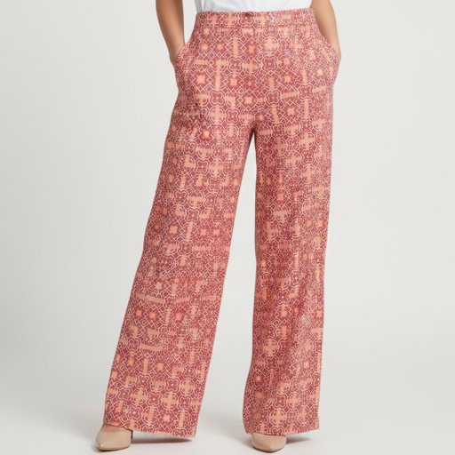 Red Coral Moroccan Geometric Arabesque Pattern Fabric