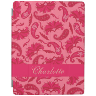 Red Coral Parisian Paisley Name Personalized iPad Smart Cover