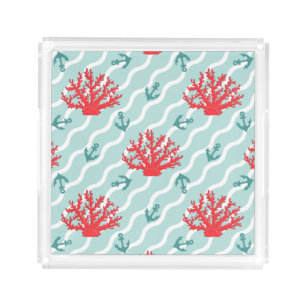 Red Coral Pattern 1 Acrylic Tray