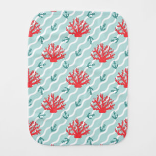 Red Coral Pattern 1 Baby Burp Cloth