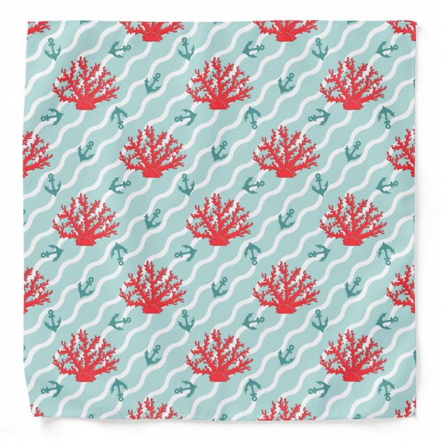 Red Coral Pattern 1 Bandana (Front)