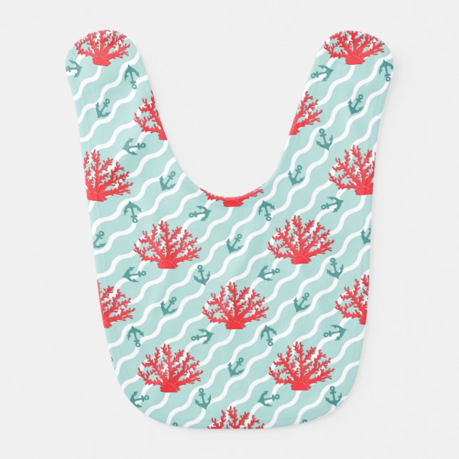Red Coral Pattern 1 Bib (Front)