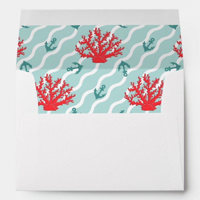 Red Coral Pattern 1 Envelope (Back (Bottom))