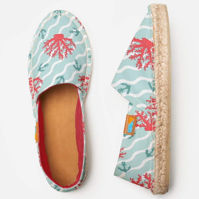 Red Coral Pattern 1 Espadrilles (Side)