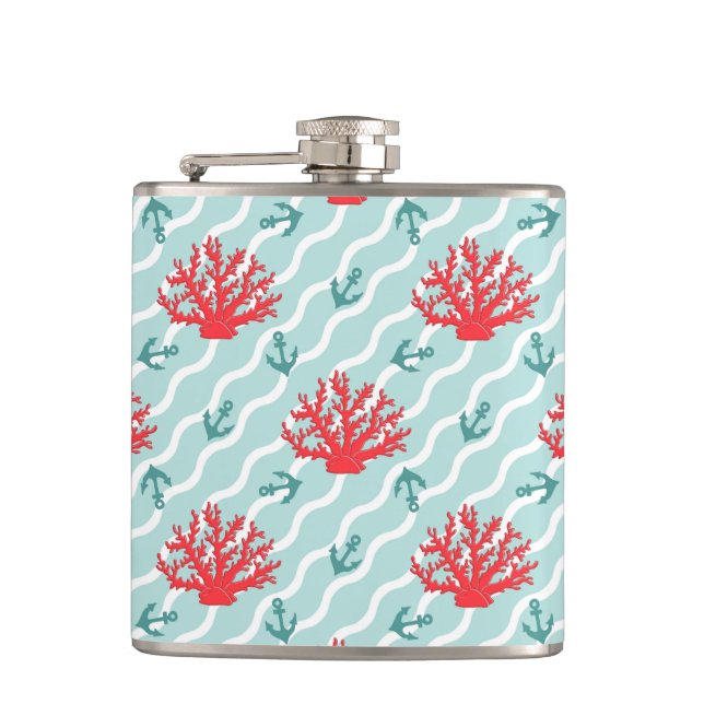 Red Coral Pattern 1 Flask (Front)