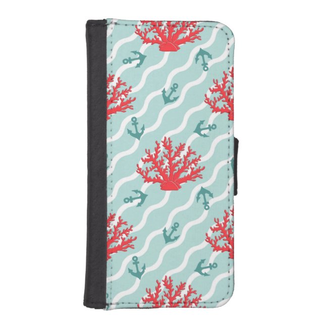 Red Coral Pattern 1 iPhone Wallet Case (Front)