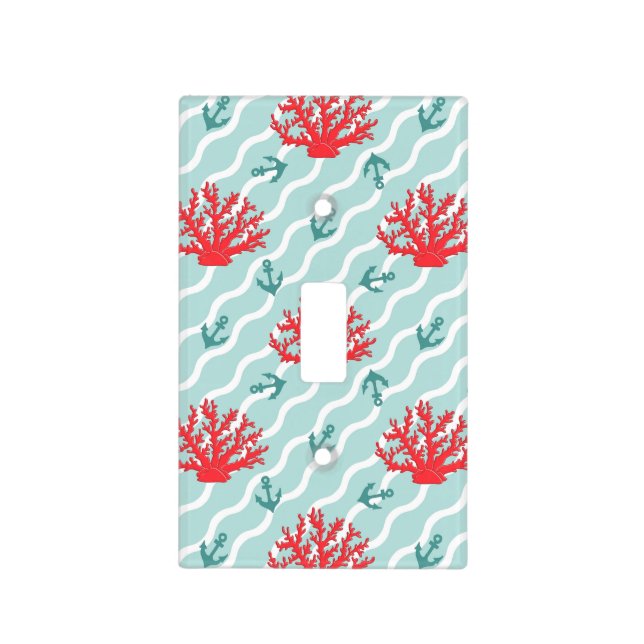 Red Coral Pattern 1 Light Switch Cover (Front)
