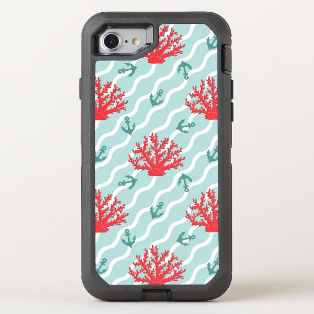 Red Coral Pattern 1 Otterbox iPhone Case (Back)