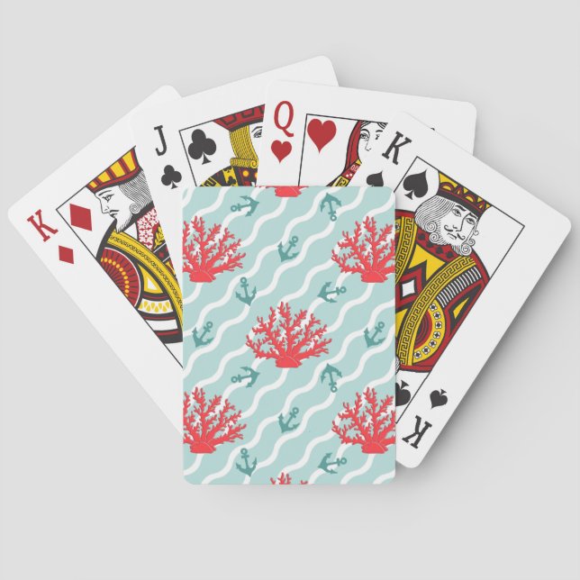 Red Coral Pattern 1 Poker Cards (Back)