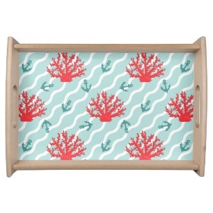 Red Coral Pattern 1 Serving Tray