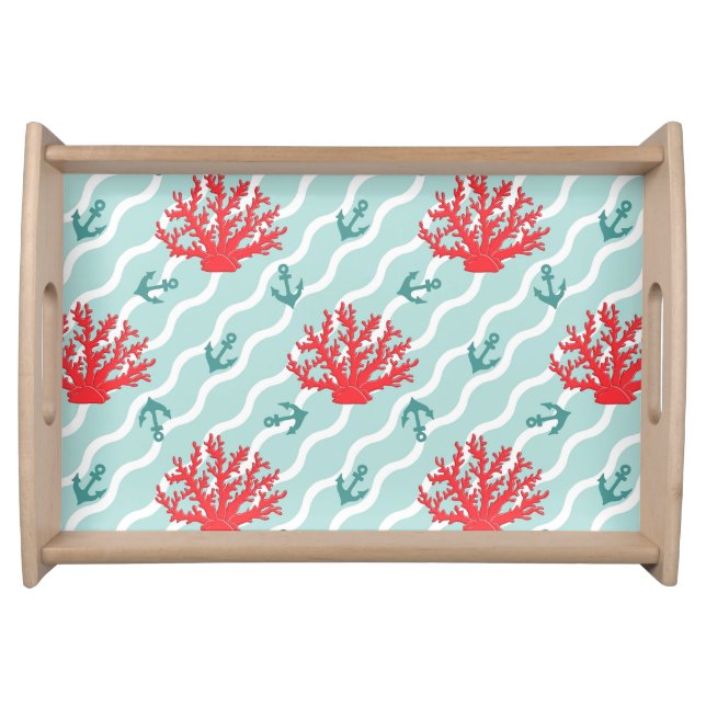Red Coral Pattern 1 Serving Tray (Front)