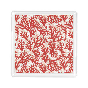Red Coral Pattern 2 Acrylic Tray