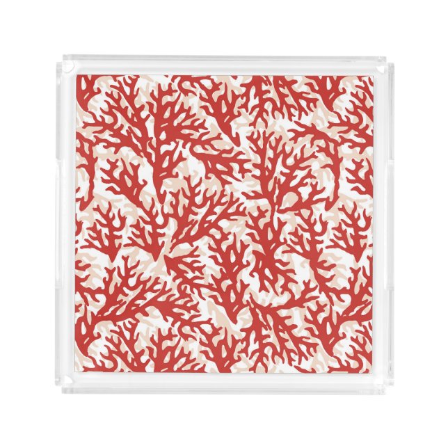 Red Coral Pattern 2 Acrylic Tray (Front)