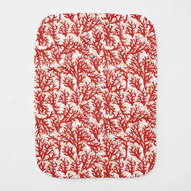 Red Coral Pattern 2 Burp Cloth (Front)