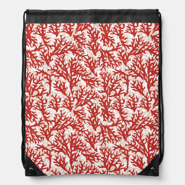 Red Coral Pattern 2 Drawstring Bag (Front)