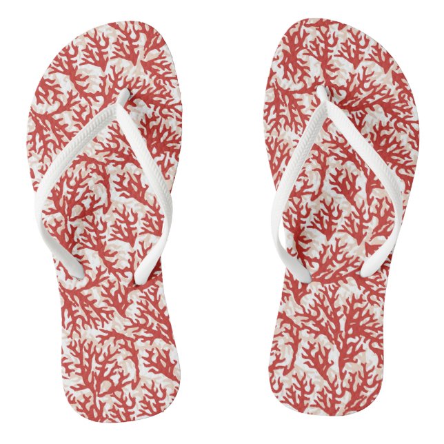 Red Coral Pattern 2 Flip Flops (Footbed)