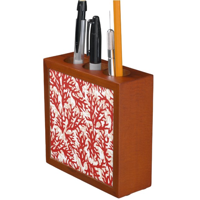 Red Coral Pattern 2 Pencil/Pen Holder (In Situ)