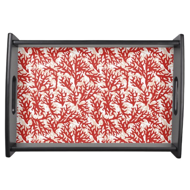 Red Coral Pattern 2 Serving Tray | Zazzle