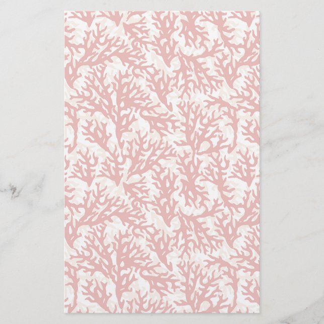 Red Coral Pattern 2 Stationery (Front)