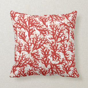 Red Coral Pattern 2 Throw Pillow