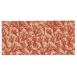 Red Coral Pattern 2 Wood Flash Drive