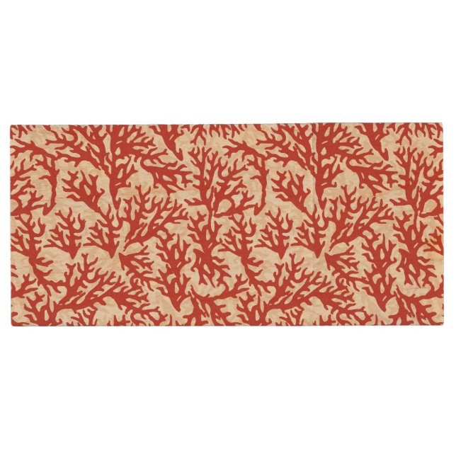 Red Coral Pattern 2 Wood Flash Drive (Front)