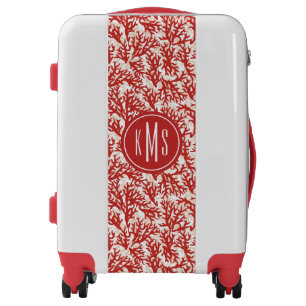 Red Coral Pattern   Monogram Luggage