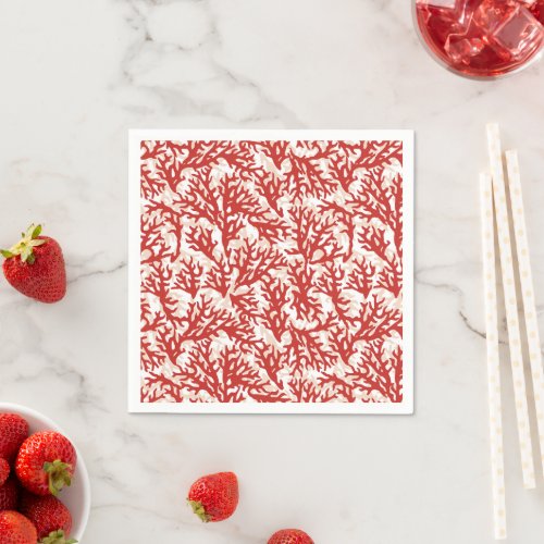 Red Coral Pattern Napkins