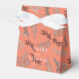 Red Coral Pattern Nautical Wedding Favor Box