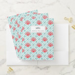 Red Coral Pattern Pocket Folder