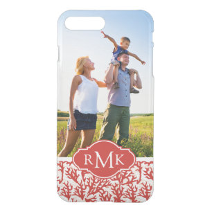 Red Coral Pattern   Your Photo & Monogram iPhone 8 Plus/7 Plus Case