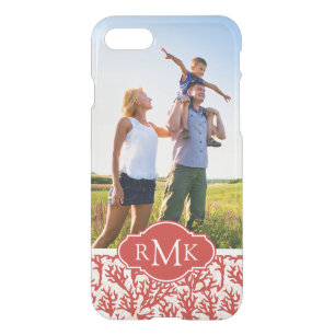 Red Coral Pattern Your Photo & Monogram iPhone SE/8/7 Case