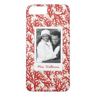 Red Coral Pattern Your Photo & Name iPhone 8 Plus/7 Plus Case
