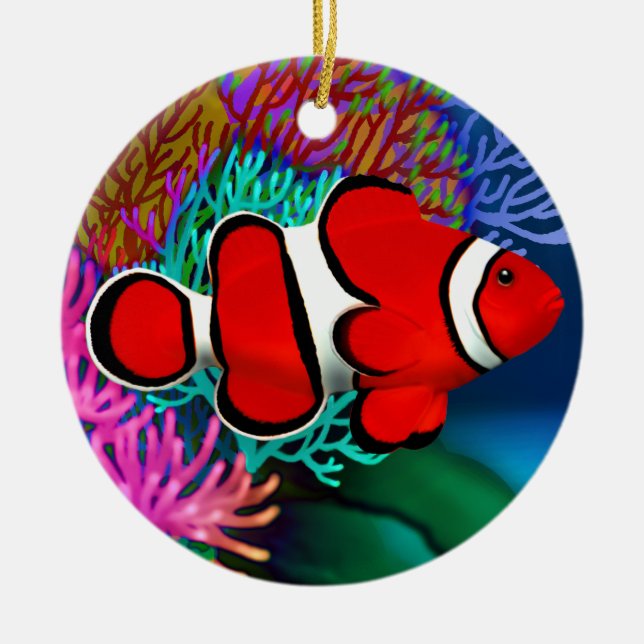 Red Coral Reef Clownfish Ornament (Front)