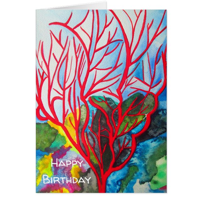 Red Coral Reef ocean art Cards (Front)