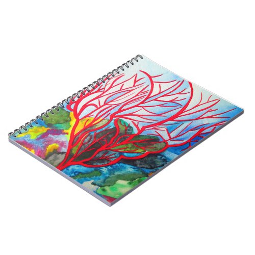 Red Coral Reef ocean art Notebook