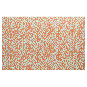 Red Coral Sea Green Ocean Fabric