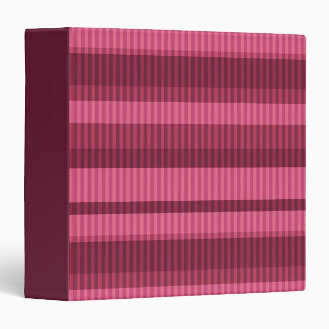 Red coral shades striped vertical pattern 3 Ring Binder (Front/Spine)