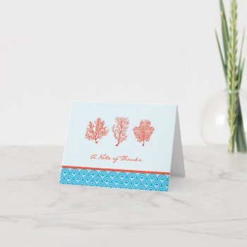 Red Coral Thank You Or Note Card by marlenedesigner at Zazzle