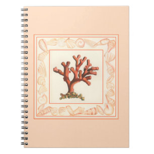 Red Coral with Conch Shell Border Notebook