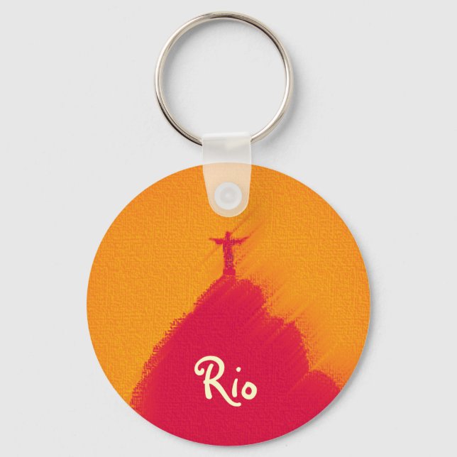 Red Corcovado Rio-Brasil Keychain (Front)
