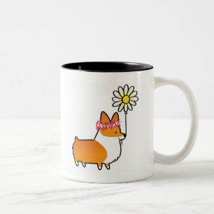 Red Corgi Flower Power Mug   CorgiThings