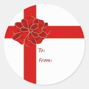Red Corner Bow Gift Sticker by AJsGraphics at Zazzle