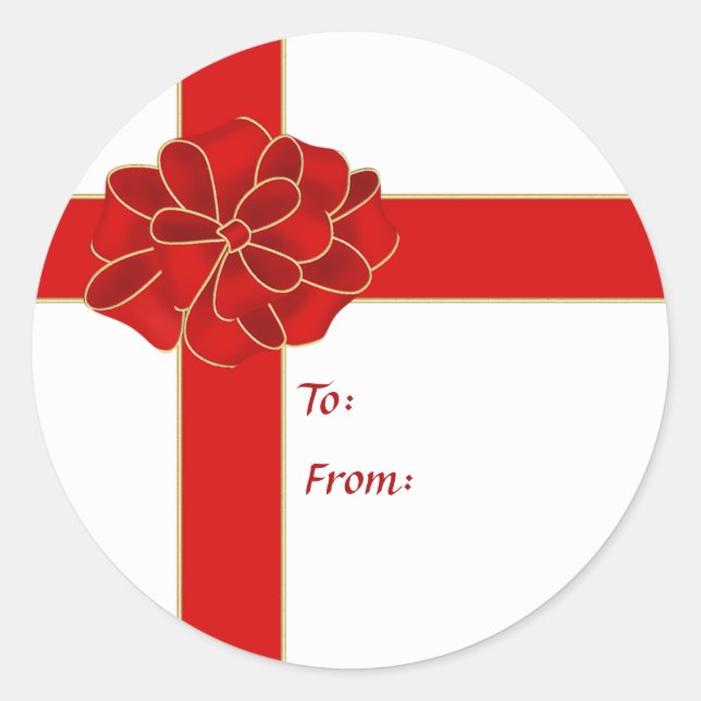 Red Corner Bow Gift Sticker (Front)
