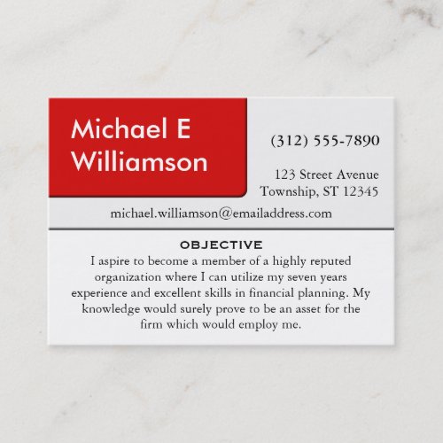Red Corner RESUME Business Cards