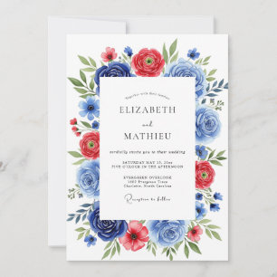 Red Cornflower Blue Vivacious Summer Wedding Invitation